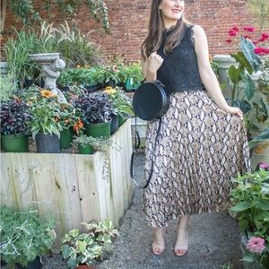 Chicwish snake print pleated midi skirt